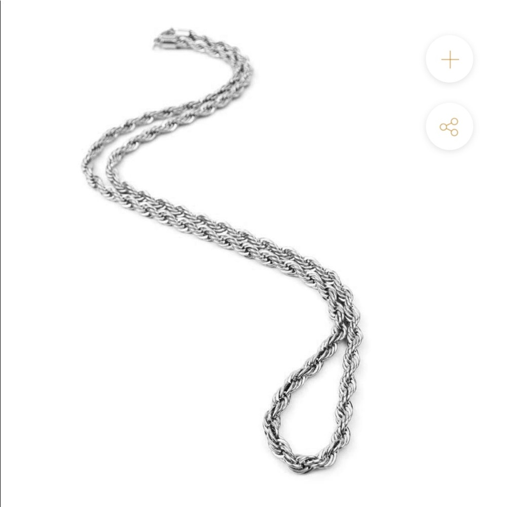 Solid 14K White Gold Rope Chain